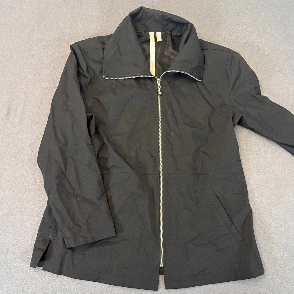 Debra‎ deRoo Black Womens Size Large Zip Up Jacket Windbreaker Shell Vintage Pkt